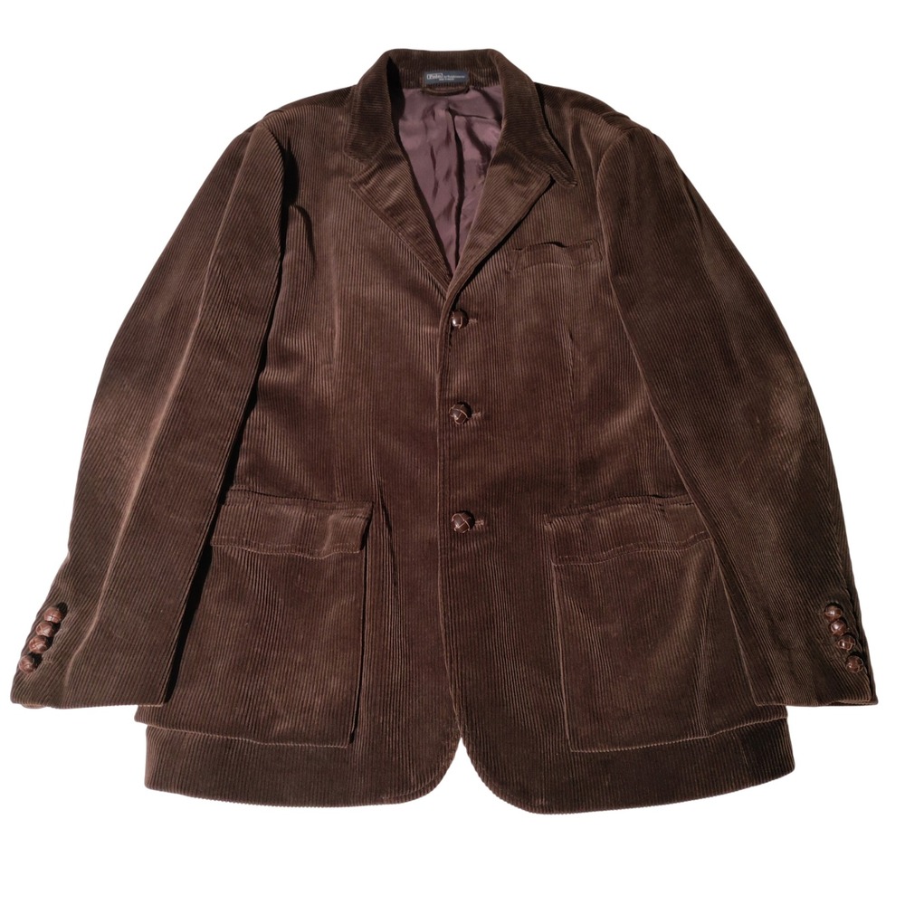 Polo Ralph Lauren Mens Brown Corduroy Blazer 3-Button Action Back Chore Coat XL